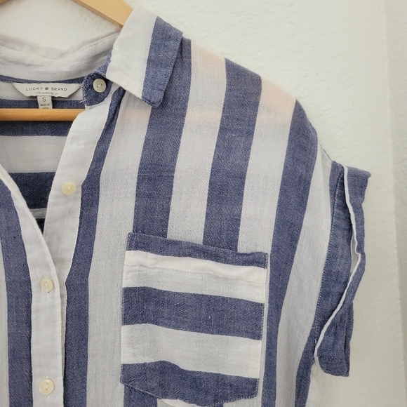 Lucky Brand Stripe Tie Back Blouse S - Picture 2 of 9